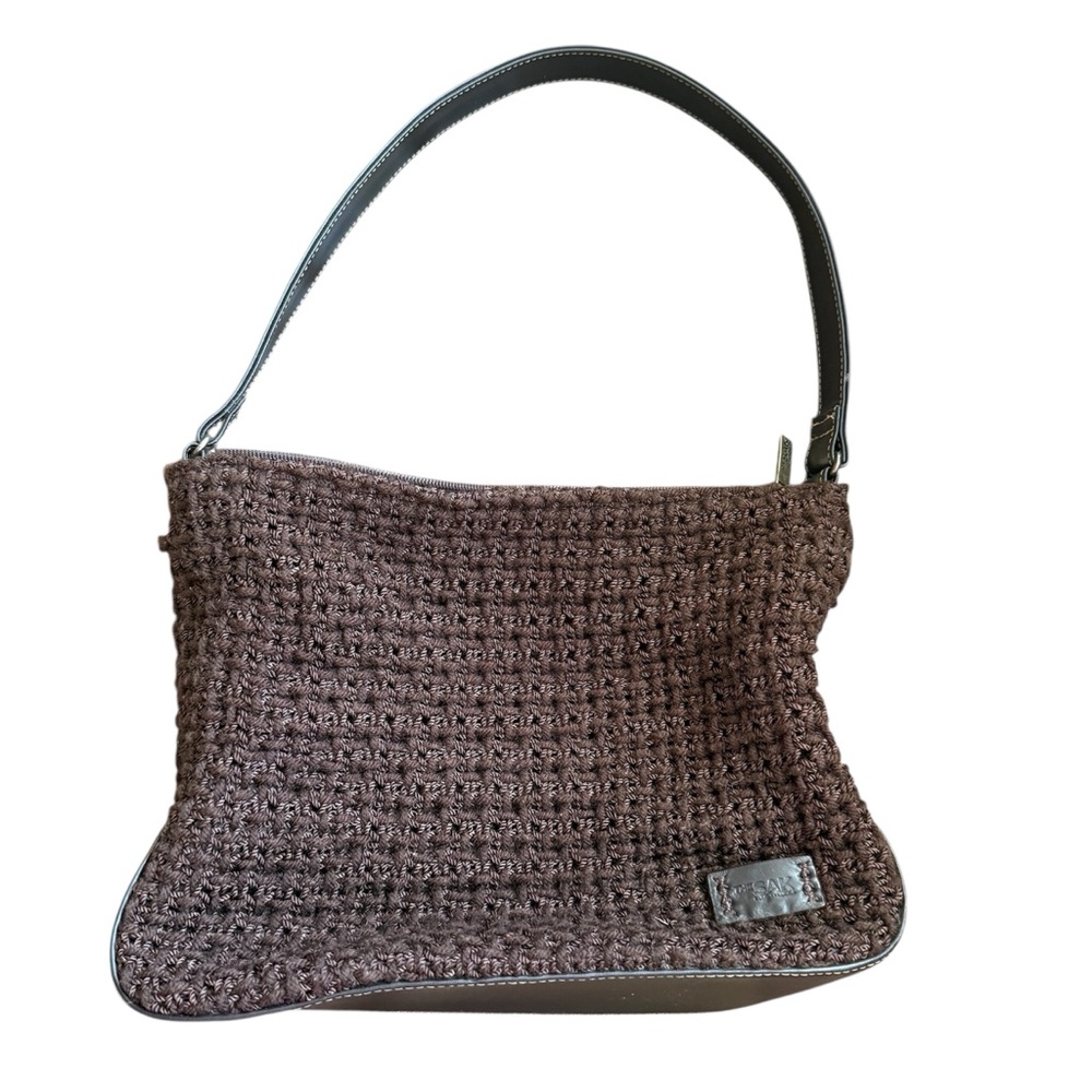 The Sak Chocolate Brown Crochet Woven Hobo Bag Purse Y2K Vintage Elliot Lucca